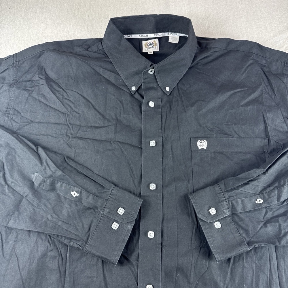 Cinch Western Shirt Mens XXL Black Long Sleeve Button Up Cowboy Rodeo Cotton Top